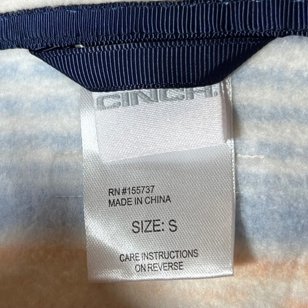 Cinch Aztec Polar Fleece Pullover Womens Size S Orange Blue Snap Southwestern - Picture 3 of 8